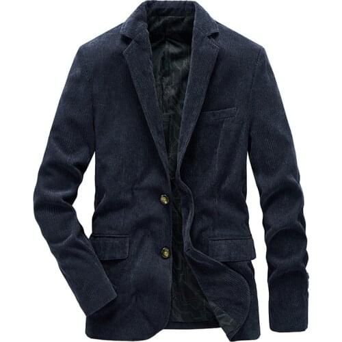 Nice New Spring Autumn Corduroy Blazer Jacket Men Casual Single Breasted Slim Fit Coat Men Blazer Men Clothing Large Size M-4XL