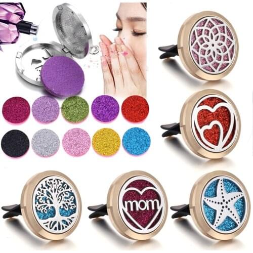 New Gold Car Perfume Diffuser Clip Air Freshener Vent Essential Oil Diffuser Locket Pendants Aromatherapy Diffuser Accessories