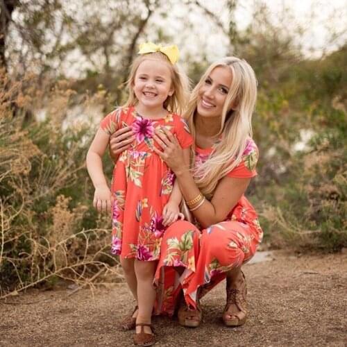 Mom Big Sister Little Sister Baby Girl Clothes Kids Fashion Print Mommy and Me Clothes Family Matching Dress Floral Casual