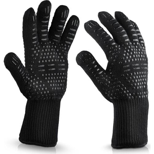 1 Pair Cut-Resistant High Temperature Gloves Anti-Bright Fire Color Keep BBQ Gloves Fireproof Nomex Gloves