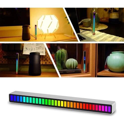 Audio Spectrum Indicator Bar Voice Sound Control RGB For Car RGB Colorful Dynamic Rhythm Gray Micro USB Audio Accessories 2021