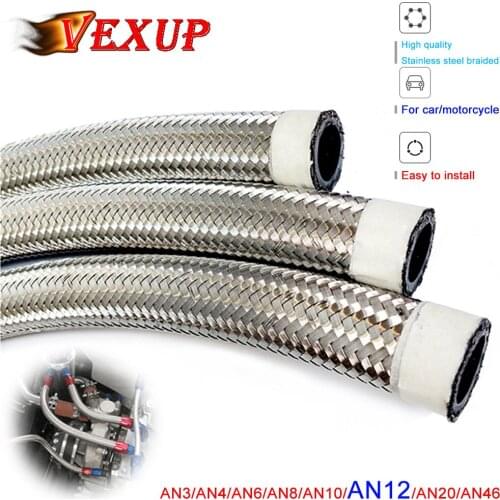 Braided Oil Line Fuel Hose Oil Gasoline Brake Line Hose AN12 for Car and Racing Motorcycle Hose 1Meter AN3 AN4 AN6 AN8 AN10 AN12