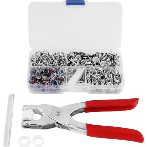 9.5MM Pliers Press Studs Snap Fastener Sewing DIY Copper And Steel Button 120 Sets Of Color Five-claw Buckle Boxed Hand Tools