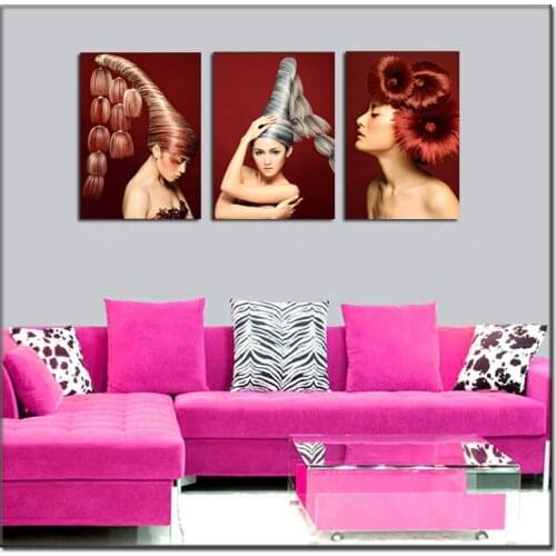 Full,square/Round Diamond Embroidery sale,5d Diy,Diamond Painting 3 Pieces Figure Fashion Women Hairstyle triptych Beauty Salon