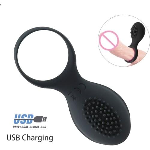 Silicone Vibrator Penis Rings Lock Delay Lasting Male Sex Toys for Men USB Charging Prostate Massager lasting war male sex shops