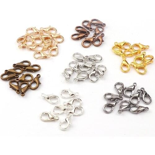 Mixed Color 18x9mm Gold&Silver&Copper&White K Lobster Clasps Hook Component DIY Jewelry Bracelet Making Accessories