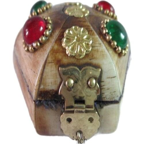 Old Tibet Collection Box Jewelry Beads Opal Decoration