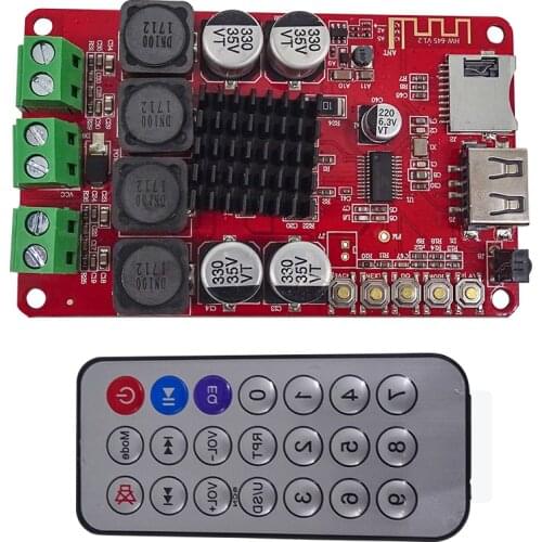 TPA3116 Bluetooth Receiver Amplifier Audio Board Digital U Disk TF Decoding With Remote 2X50W Amplificador