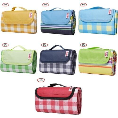 Camping Mat Oxford Fabric Waterproof Moisture-proof Rectangle Plaid Printed Portable Foldable Picnic Mat Pad Blanket for Outdoor