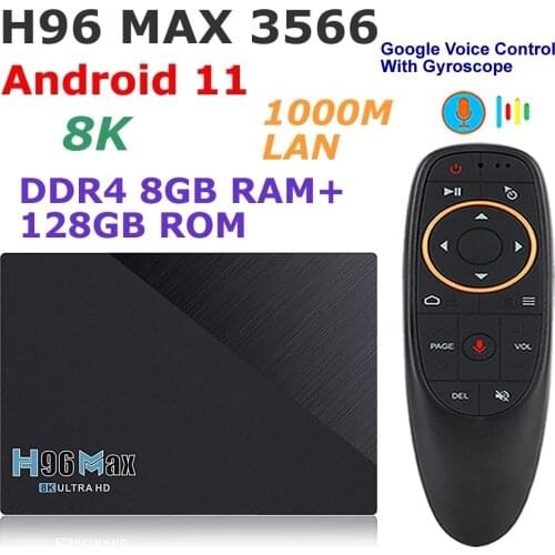 Android 11 TV Box H96 MAX 3566 RK3566 DDR4 8G RAM 128G ROM 8K 2.4G/5G Dual WIFI 1000M Lan 4K Youtube 3D Set Top Box Media Player