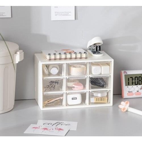 Luluhut 9 grids plastic drawer Stationery and jewelry storage drawers Dormitory desk Makeup organizer Beads Earrings Storage Bo