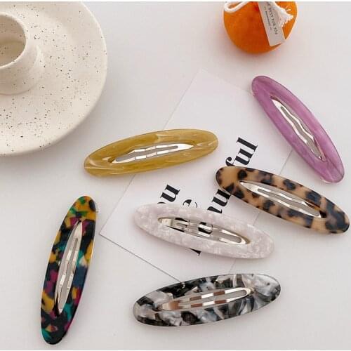 Ins Hollow Online Celebrity Korea Temperament Joker BB Clips Barrettes Oval Acetic Acid Bangs Slides Hairpin for Girls Women