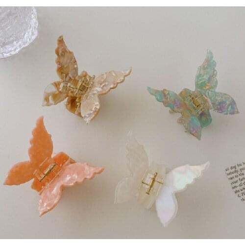 2021 Sweet Fairy Butterfly Shape Hair Claw Clamps Tie-Dye Colored Hair Clips Hairpins Barrettes For Women Girls Hair Accessories