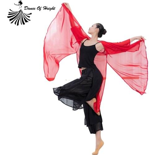 Woman Stage Dance Blouse Chinese Traditional Costumes Adult Classical Dance Top Long Sleeve White Loose Flowy Design