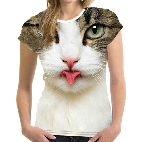2021 Ladies Unisex Funny T-shirt Casual 3d Cat Print T-shirt O-Neck Short Sleeve Top Fun T-shirt