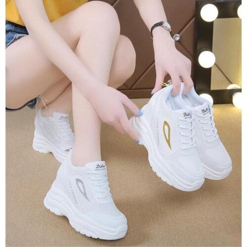 Thick-soled ladies winter new 2020 all-match fashion breathable British style increased white shoes
