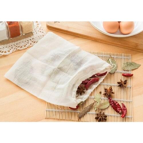 10Pcs Reusable Drawstring Cotton Filter Bags Teabag Dried Herbs Herbal Loose Tea Soup Flavoring Spice Filter Bag 4 Sizes