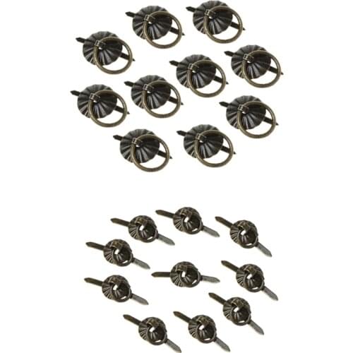 10pcs Green Bronze Color Ring Pin Handle Drawer Cabinet Desk Pull Knob Furniture