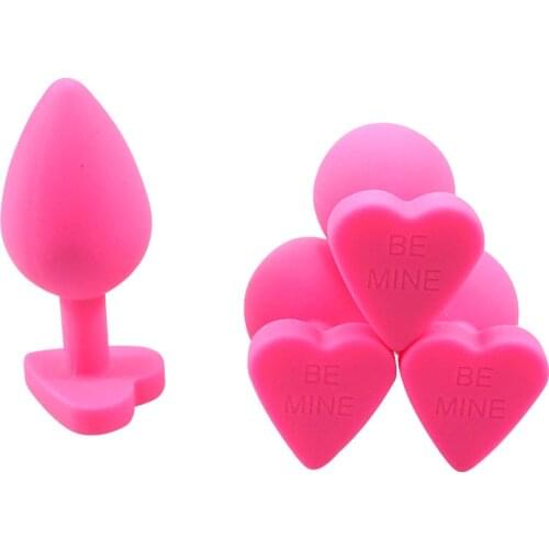 3.5*8CM medium size heart shape small mini pink silicone anal plug butt plug sex toys for men