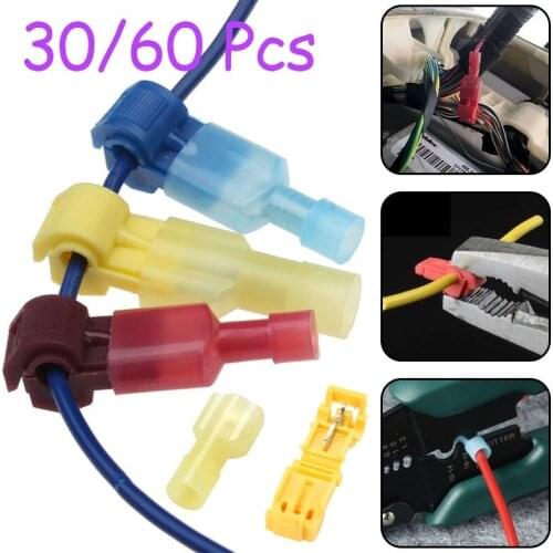 30/60 Pcs T-Tap Wire Connectors & Self-Stripping Quick Splice Electrical Wire Terminals Nsulated Male Quick Disconnect Terminals