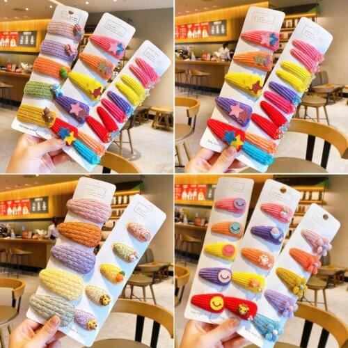 5/10 Pcs/Set Children Cute Knit Flower Fruit Cartoon Ornament Hair Clips Baby Girls Lovely Hairpins Kids Sweet Hair Accessories