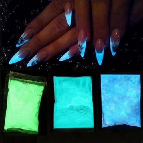 50g/Bag Glitter Powder Nail Art Phosphor Pigment Luminous Shining Nightclub Decorations Nail Fluorescent Dust Glow In Dark Tr85