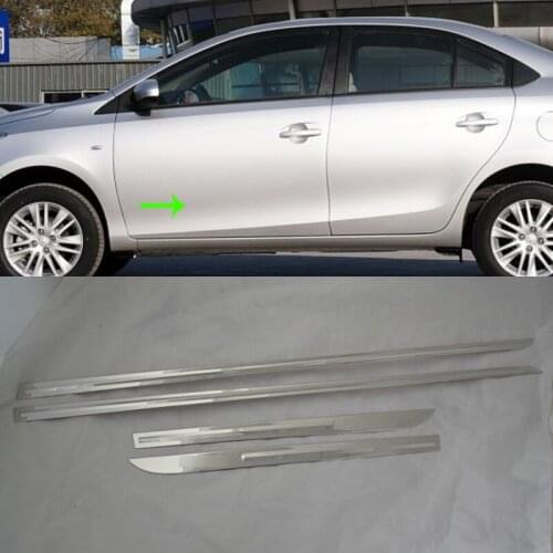 Car Accessories Exterior Stainless Side Door Car Body Molding Strips Cover Trim For Toyota Vios/Yaris Sedan 2014 Car-styling