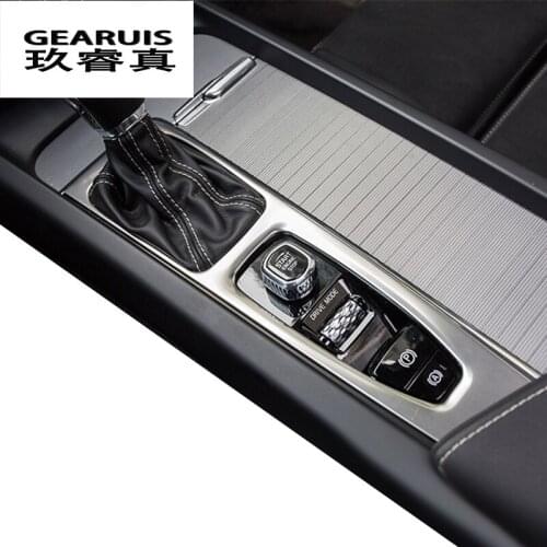 Car Styling For Volvo XC60 2018 Gear Shift Panel Cover Trim Console Decoration Strip Stickers LHD Interior auto Accessories