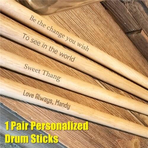 Drumsticks 1 Pair Personalized Custom Drummer Gift Size 5A Laser Engraved Maple Tips Wood Drum sticks Musician Dropshipping -36