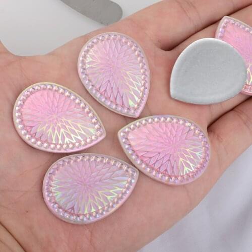 BOLIAO DIY 4Pcs 30*40mm ( 1.18in*1.57in ) Phoenix-tail Shape Pink Rhinestone Flat back Glue on Home Holiday Decoration