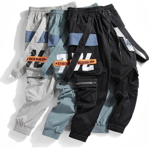 2021 New Hot Jogger Leisure Sports Trousers Men Hip Hop Streetwear Multi-Pocket Beam Foot Cargo Pants Fashion Printing Men Pants
