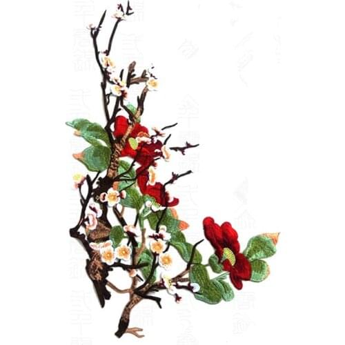 Flowers In The Branches Embroidery Patches Sticker for Clothes Patches Para La Ropa Applique Embroidery Flower Patches
