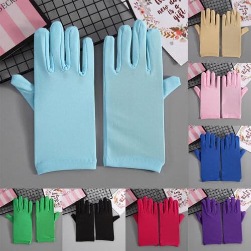 1PC Girl Lady Satin Short Finger Wrist Gloves Soft Evening Party Formal Prom Costume Stretch Gloves Red White Etiquette Glove