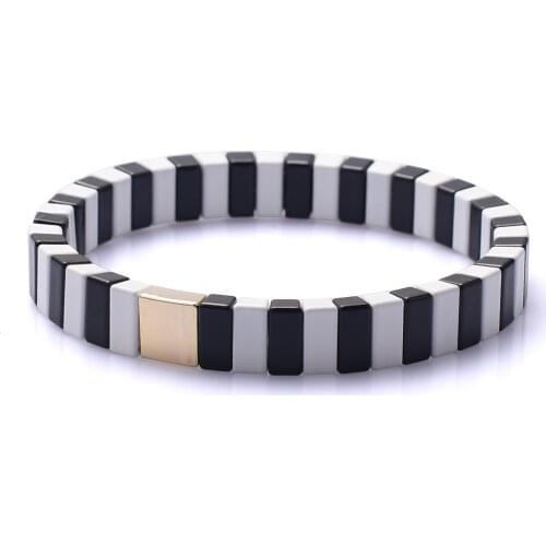 Friendship Enamel Tile Bracelets for Women Boho Tile Bead Bracelets Stackable Colorblock Strand Bracelets Vsco Summer Beach Gift