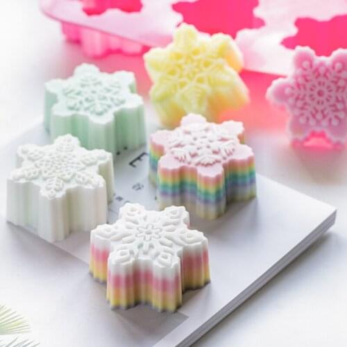 Soap molds Food Grade Soft Silicone Handmade Soap Mold Six-hole Snowflake Type A Silicone DIY Soap Mold Easy to demold