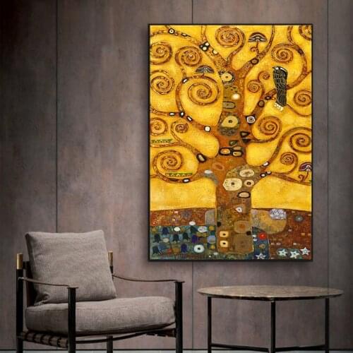 Famous Painting Tree of Life Canvas Painting Gustav Klimt Art Poster Nordic Style Interior Decoration Painting(No Frame)
