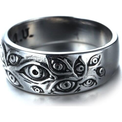 Charm Punk Carved Eyes Mens Ring Finger Jewelry Hip Hop Rock Fashion Ring Unisex Women Male Party Metal Rings Accessories