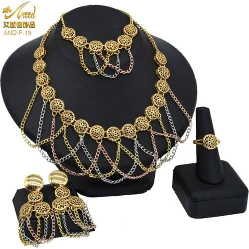 ANIID African Jewelri Set Necklace For Womens Bracelets Ethiopian Bridal Jewellery Dubai Gold Luxury Indian Pakistani Moroccan