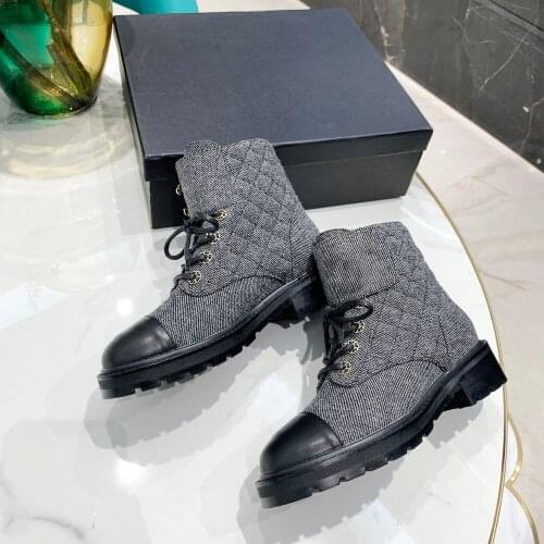 Hot Sell Womens Boots Winter Mixed Color Anti Slip Boots Lace Up Soft Ankle Boots New Fashion Design Ladies Boots Gift Box