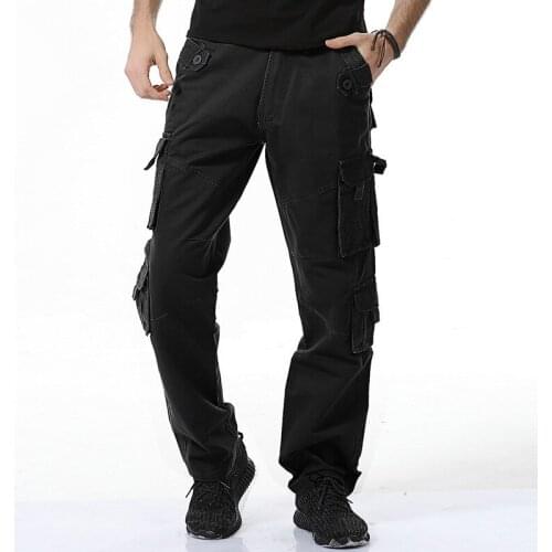 Men Outdoor Sports Straight Multi-pocket Overalls Pants Training Climbing Camping Hiking Loose Breathable Tactical Cotton Pants
