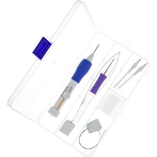 ABS Plastic Magic Embroidery Pen Punch Needles Set 1.3mm 1.6mm 2.2mm Needles Sewing Accessories with Storage Box