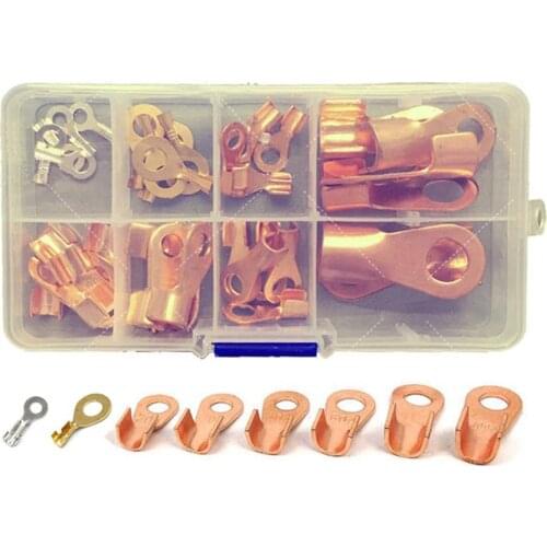 36pcs Open Barrel Wire Crimp Copper Battery Ring Terminal Lugs Assortment Set Kit OT 20A to 200A