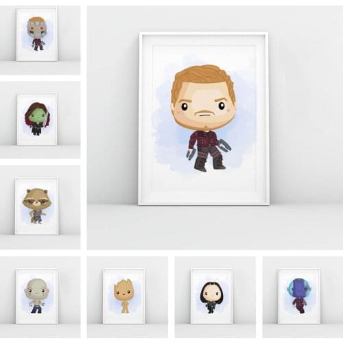 Marvel Guardians of The Galaxy Watercolor Wall Art Home Decoration Nursery Posters And Print Canvas Painting Living Room Decor