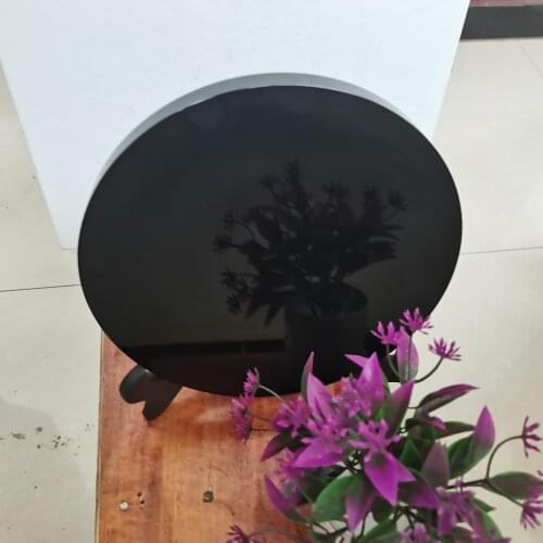 New arrivals top quality 100% natural black obsidian stone circle disk round plate fengshui mirror for home & office decor