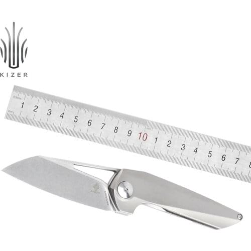Kizer knives folding blade Theta ki4514 survival knife S35vn Blade Titanium handle Tip-Up Right Carry