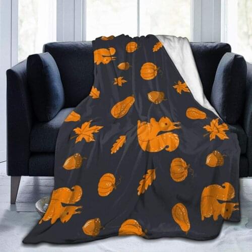 Fall Squirrel Blanket,Flannel Throw Blanket Ultra Soft Micro Fleece Blanket Bed Couch Living Room 80"X60" for Adults