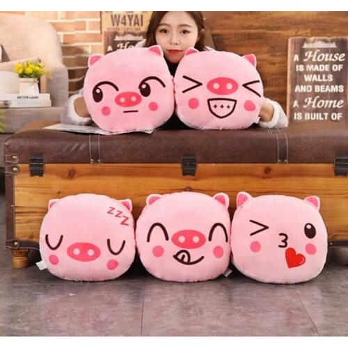 30cm Pink Cute Five Kinds of Expressions Piggy Plush Handwarm Soft Cartoon Animal Stuffed Doll Sofa Chair Pillow Cushion Gifts