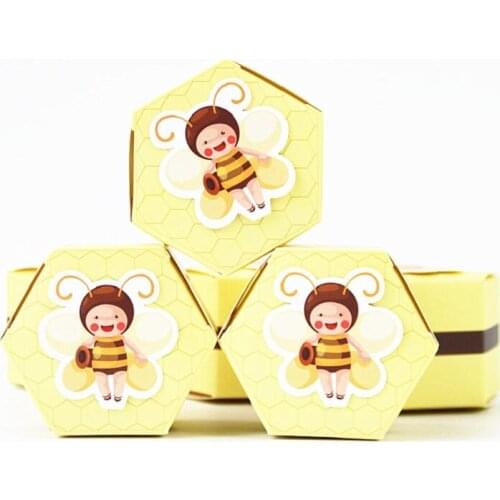10pcs Kraft Paper Bee Candy Gift Box Gifts Bags Party Favors For Guests Wedding Baby Shower Boy Girl Birthday Decoration