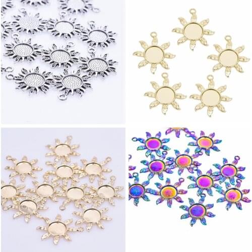 5pcs Golden Silver Color Sun Charms For Jewelry Making Earring Necklace Pendant Base Setting Handmade Accessories Vintage Ethnic