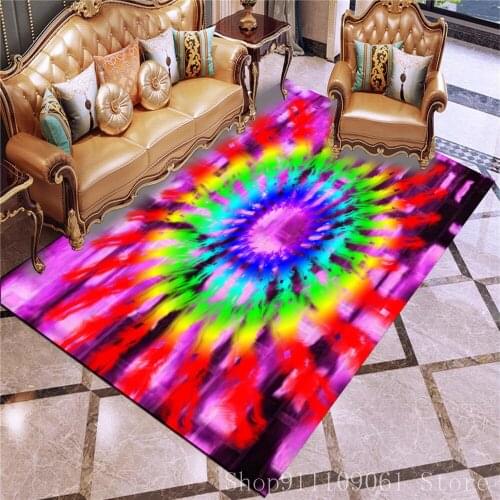 Tie-dyed Art Pattern 3D Print Carpets Living Room Floor Mat Bedroom Large Carpets Kids Room Crawl Floor Rug Hallway Doormat